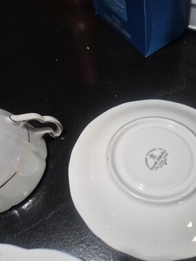 Royal Adderley Vintage White Porcelain Teacup & Saucer with Gold Trim